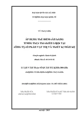 Luận văn áp dụng thẻ điểm cân bằng trong thực thi chiến lược tại công ty cổ phần vật tư và thiết bị toàn bộ