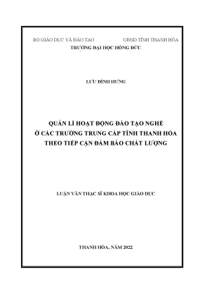 Quản lí hoạt động đào tạo nghề ở các trường trung cấp tỉnh thanh hóa theo tiếp cận đảm bảo chất lượng