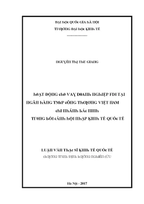 Luận văn hoạt động cho vay doanh nghiệp fdi tại ngân hàng tmcp công thương