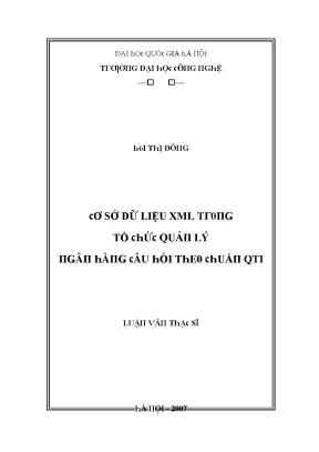 Luận văn cơ sở dữ liệu xml trong tổ chức quản lý ngân hàng câu hỏi theo tiêu chuẩn qti