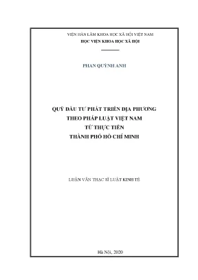 Luận văn quỹ đầu tư phát triển địa phương theo pháp luật việt nam từ thực tiễn thành phố hồ chí minh
