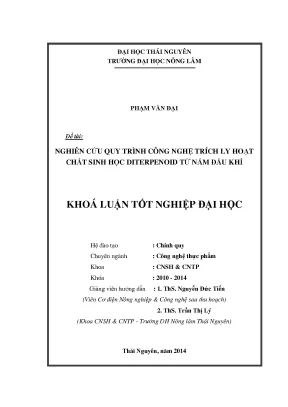 Luận văn nghiên cứu quy trình công nghệ trích ly hoạt chất sinh học diterpenoid từ nấm đầu khỉ