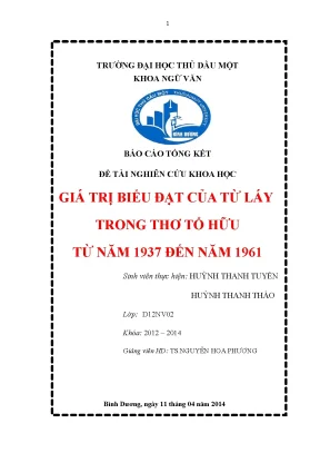 Giá trị biểu đạt của từ láy trong thơ tố hữutừ năm 1937 đến năm 1961