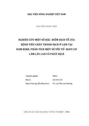 Luận văn nghiên cứu một số đặc điểm dịch tễ của bệnh tiêu chảy thành dịch ở lợn tại nam định phân tích một số yếu tố nguy cơ làm lây lan và phát dịch