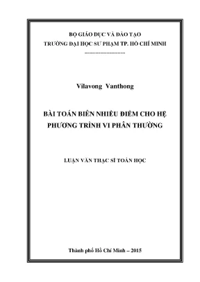 Luận văn bài toán biên nhiều điểm cho hệ phương trình vi phân thường