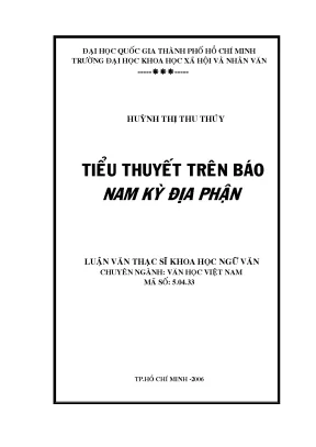 Tiểu thuyết trên báo nam kỳ địa phận