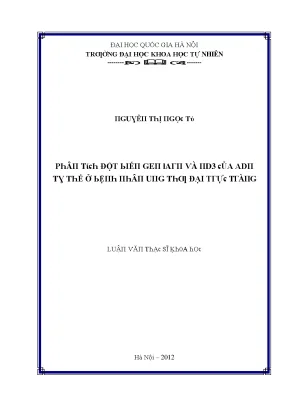 Luận văn thạc sĩ phân tích đột biến gen tarn và nd3 của and ty thể ở bệnh nhân ung thư đại trực tràng vnu lvts09