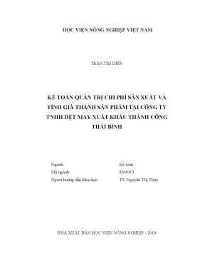 Luận văn kế toán quản trị chi phí sản xuất và tính giá thành sản phẩm tại công ty tnhh dệt may xuất khẩu thành công thái bình