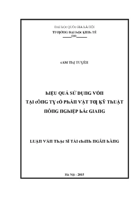 Luận văn hiệu quả sử dụng vốn tại công ty cổ phần vật tư kỹ thuật nông nghiệp bắc giang
