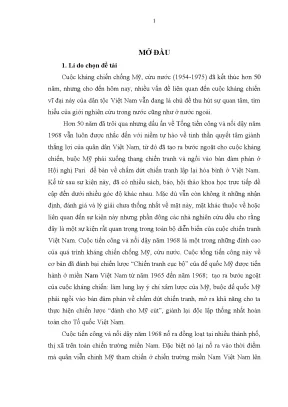 Luận văn cuộc tiến công và nổi dậy ở tỉnh khánh hòa năm 1968