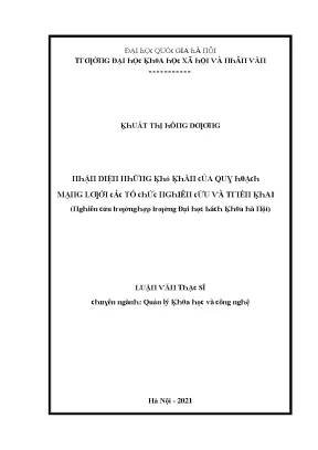 Nhận diện những khó khăn của quy hoạch mạng lưới các tổ chức nghiên cứu và triển khai nghiên cứu trường hợp trường đại học bách khoa hà nội vnu lvts10