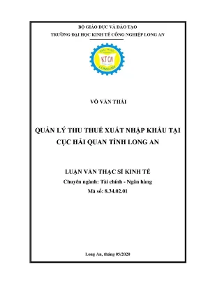 Luận văn quản lý thu thuế xuất nhập khẩu tại cục hải quan tỉnh long an