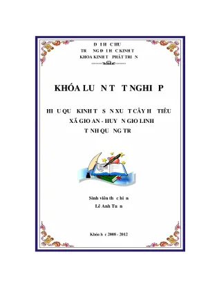 Luận văn hiệu quả kinh tế sản xuất cây hồ tiêu ở xã gio an huyện gio linh tỉnh quảng trị