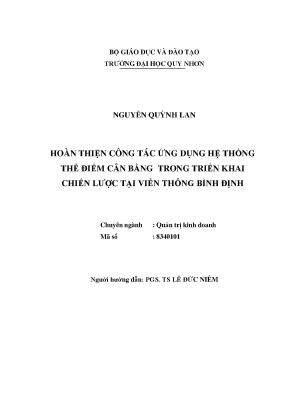 Luận văn hoàn thiện công tác ứng dụng hệ thống thẻ điểm cân bằng trong triển khai chiến lược tại viễn thông bình định