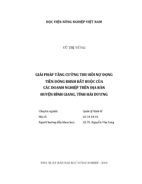 Luận văn giải pháp tăng cường thu hồi nợ đọng tiền đóng bhxh bắt buộc của các doanh nghiệp trên địa bàn huyện bình giang tỉnh hải dương