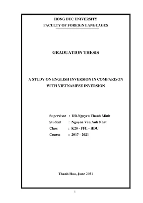 A study on english inversion in comparison with vietnamese inversion