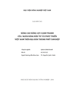 Luận văn nâng cao năng lực cạnh tranh của ngân hàng đầu tư và phát triển việt nam trên địa bàn thành phố tam điệp
