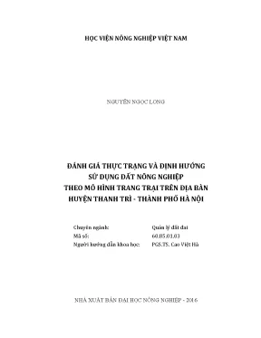 Luận văn đánh giá thực trạng và định hướng sử dụng đất nông nghiệp theo mô hình trang trại trên địa bàn huyện thanh trì thành phố hà nội