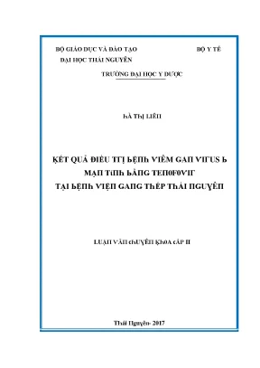Luận văn kết quả điều trị bệnh viêm gan virus b mạn tính bằng tenofovir tại bệnh viện gang thép thái nguyên