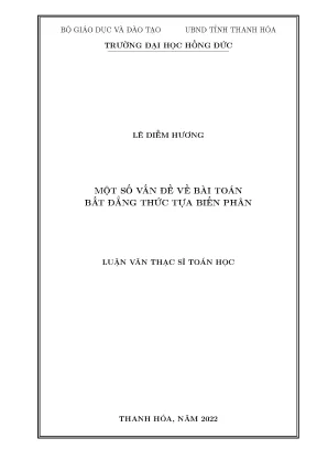 Một số vấn đề về bài toán bất đẳng thức tựa biến phân