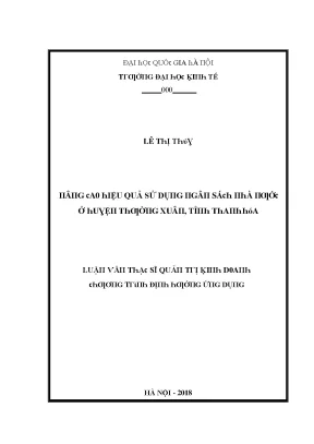 Luận văn nâng cao hiệu quả sử dụng ngân sách nhà nước ở huyện thường xuân tỉnh thanh hóa
