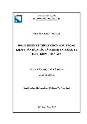 Luận văn hoàn thiện kỹ thuật chọn mẫu trong kiểm toán báo cáo tài chính tại công tnhh kiểm toán afa
