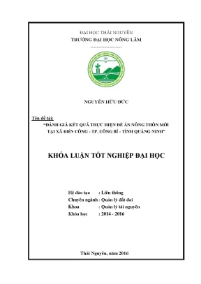 Luận văn đánh giá kết quả thực hiện đề án nông thôn mới tại xã điền công thành phố uông bí tỉnh quảng ninh