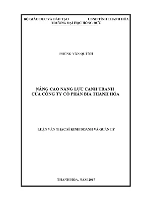 Nâng cao năng lực cạnh tranh của công ty cổ phần bia thanh hóa