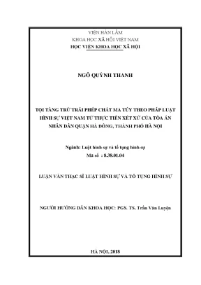 Tội tàng trữ trái phép chất ma túy theo pháp luật hình sự việt nam từ thực tiễn xét xử của tòa án nhân dân quận hà đông thành phố hà nội