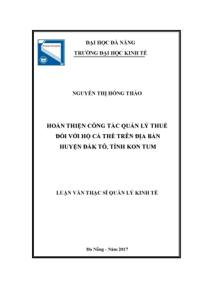 Luận văn hoàn thiện công tác quản lý thuế đối với hộ cá thể trên địa bàn huyện đắk tô tỉnh kon tum