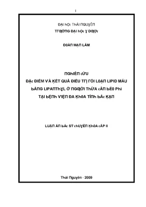 Luận văn nghiên cứu đặc điểm và kết quả điều trị rối loạn lipid máu bằng lipanthyl ở người thừa cân béo phì tại bệnh viện đa khoa tỉnh bắc kạn