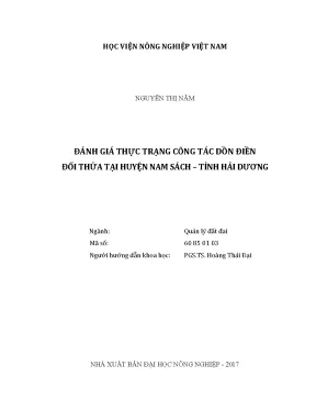 Luận văn đánh giá thực trạng công tác dồn điền đổi thửa tại huyện nam sách tỉnh hải dương
