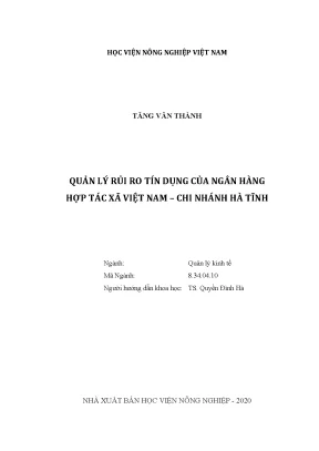 Quản lý rủi ro tín dụng của ngân hàng hợp tác xã việt nam chi nhánh hà tĩnh