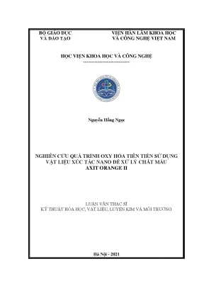 Luận văn nghiên cứu quá trình oxy hóa tiên tiến sử dụng vật liệu xúc tác nano trong xử lý nước thải dệt nhuộm