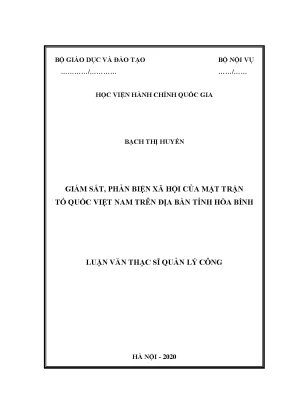 Luận văn giám sát phản biện xã hội của mặt trận tổ quốc việt nam trên địa bàn tỉnh hòa bình