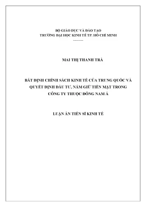 Bat dinh chinh sach kinh te cua trung quoc va quyet dinh dau tu nam giu tien mat trong cong ty thuoc dong nam a 2043