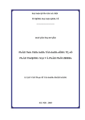 Luận văn phân tích tình hình tài chính công ty cổ phần thương mại và phân phối zinnia