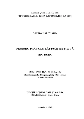 Luận văn thạc sĩ phương pháp giải bài toán cực trị và ứng dụng vnu lvts08w