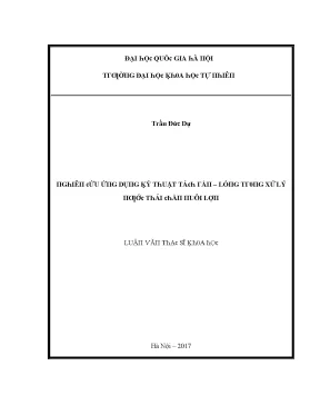 Luận văn thạc sĩ nghiên cứu ứng dụng kỹ thuật tách rắn lỏng trong xử lý nước thải chăn nuôi lợn vnu lvts08w