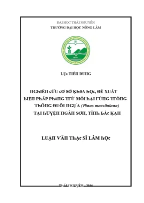 Luận văn nghiên cứu cơ sở khoa học đề xuất biện pháp phòng trừ mối hại rừng trồng thông đuôi ngựa pinus massoniana tại huyện ngân sơn tỉnh bắc kạn
