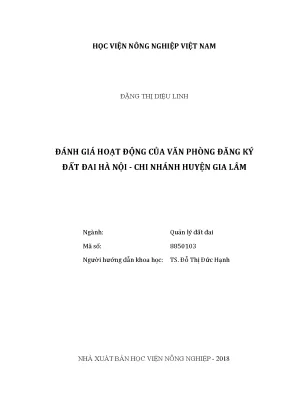 Luận văn đánh giá hoạt động của văn phòng đăng ký đất đai hà nội chi nhánh huyện gia lâm