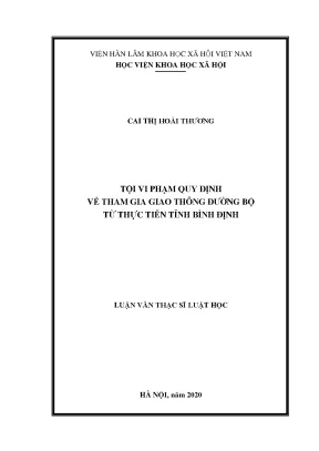 Luận văn tội vi phạm quy định về tham gia giao thông đường bộ từ thực tiễn tỉnh bình định