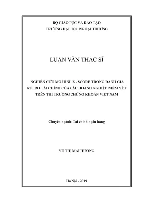 Luận văn nghiên cứu mô hình z score trong đánh giá rủi ro tài chính của các doanh nghiệp niêm yết trên thị trƣờng chứng khoán việt nam