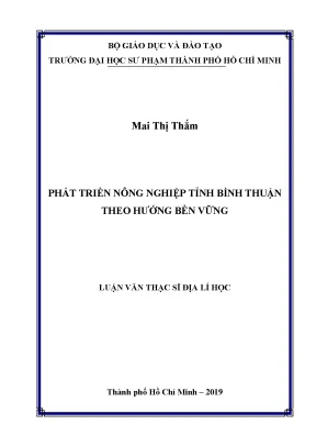 Luận văn phát triển nông nghiệp tỉnh bình thuận theo hướng bền vững