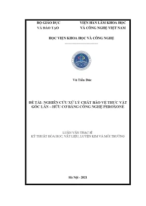 Luận văn nghiên cứu phát triển quá trình ozon hóa ứng dụng trong xử lý nước thải ngành công nghiệp dệt nhuộm