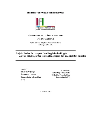 Luận văn études de lapproche dingénierie dirigée par les modèles pour le développement des applications mobiles