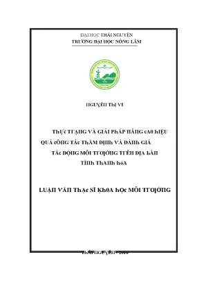 Luận văn thực trạng và giải pháp nâng cao hiệu quả công tác thẩm định và đánh giá tác động môi trường trên địa bàn tỉnh thanh hóa