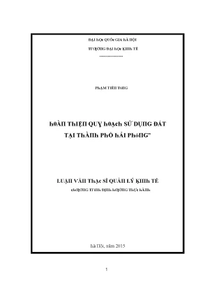 Luận văn hoàn thiện quy hoạch sử dụng đất tại thành phố hải phòng