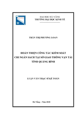 Luận văn hoàn thiện công tác kiểm soát chi ngân sách tại ở giao thông vận tải tỉnh quảng bình