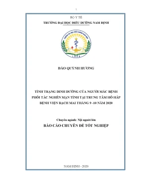 Luận văn tình trạng dinh dưỡng của người mắc bệnh phổi tắc nghẽn mạn tính tại trung tâm hô hấp bệnh viện bạch mai tháng 9 10 năm 2020